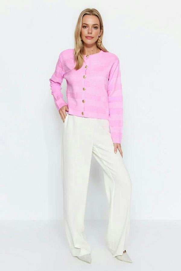 WOVCOR Crew Neck Knit Cardigan