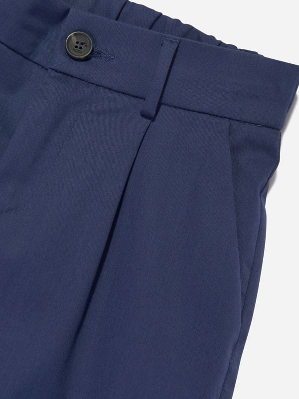Fendi Kids Fendi Boys Gabardine Stretch Trousers in Navy