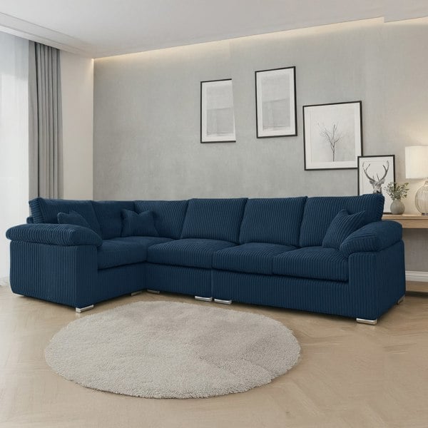 Furnishings For Less Delta Full Jumbo Cord 5 Seater L Shaped Corner Sofa