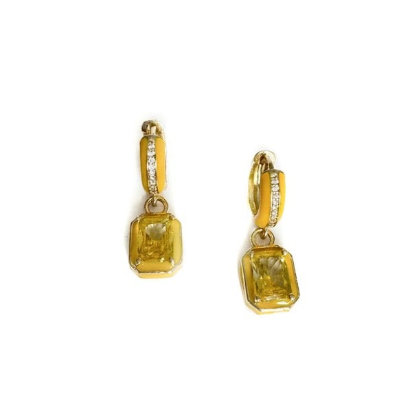 Luxe Tones Zoe Yellow Enamel Huggie Hoop Jewel Earrings