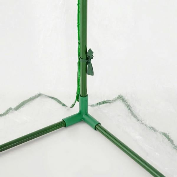 Clear PVC tunnel greenhouse end frame with door latch and intersecting tubes