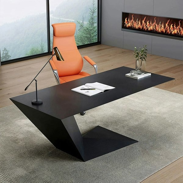 Kofi Modern Office Desk For Home, Black Wood - second hand office desks