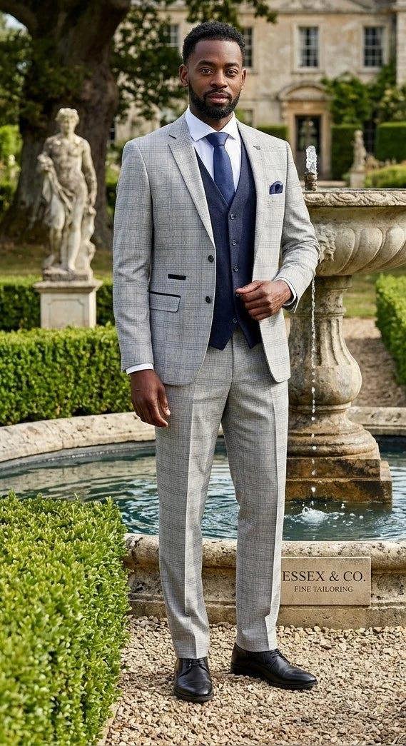 Paul Andrew Hugo Grey Suit with Parker Navy Waistcoat