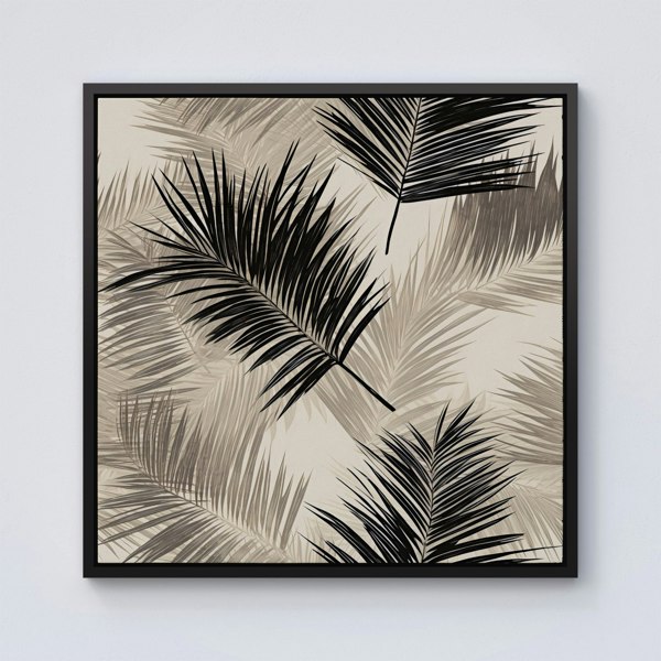 Warren Reed Black And White Tropical Palm Leaves Framed Canvas