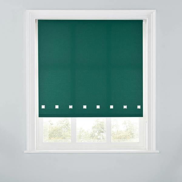 A.Unique Home Trimmable Square Eyelet Roller Blind - 2FT - DARK GREEN - 60cm(W)x170cm(L)