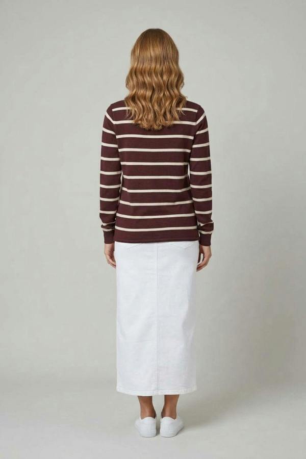 Brown | Striped Long Sleeve Knit Top