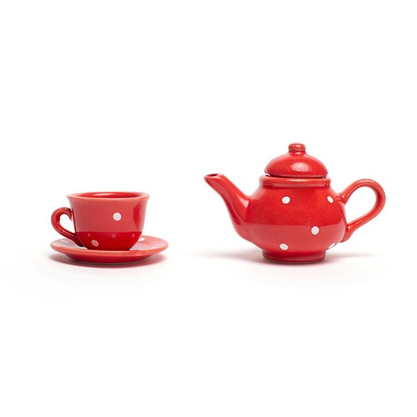 Bigjigs Toys Red Polka Dot Porcelain Tea Set