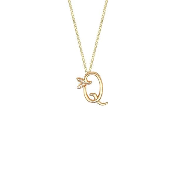 Say It With Winged Diamond Initial Necklace - Yellow Gold