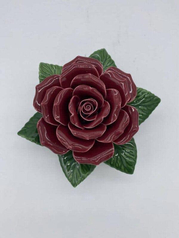 Memorials Direct Single Dark Red Ceramic Rose