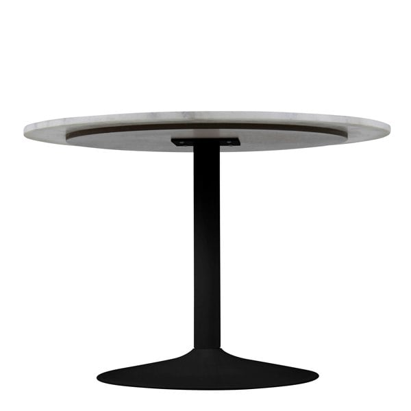 Furniture To Go Tarifa Round Dining Table with White Polished Marble Top and Black Base