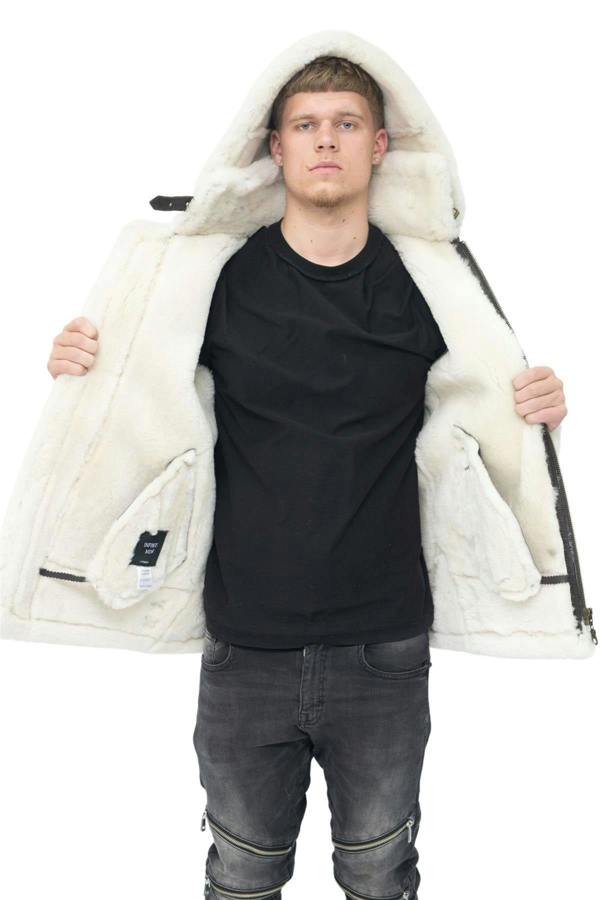 Infinity Leather Mens Hooded Sheepskin Leather B3 Flying Jacket-Harwich