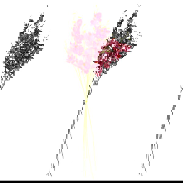 Leaf Pack of 6 x 80cm Dark Pink Artificial Mini Orchid Stem