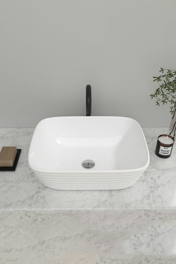 Living and Home Square Countertop Bathroom Vessel Sink Bowl