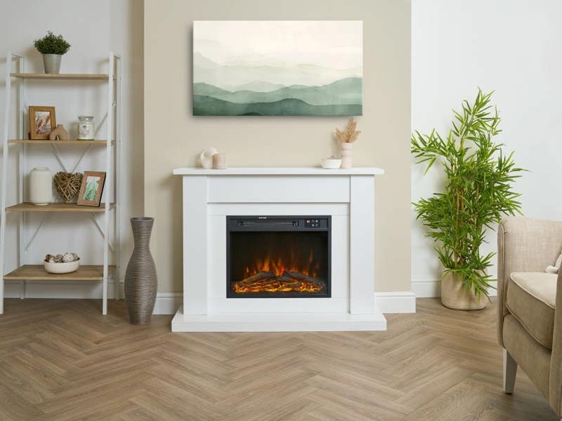 Sureflame Banbury Electric Fireplace Suite in White, 43 Inch