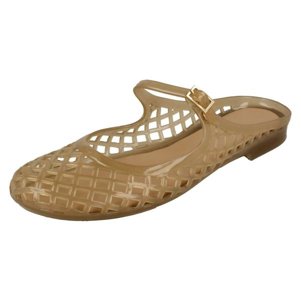 Spot On Ladies Spot On Flat Jelly Mesh Mule Sandals F00503