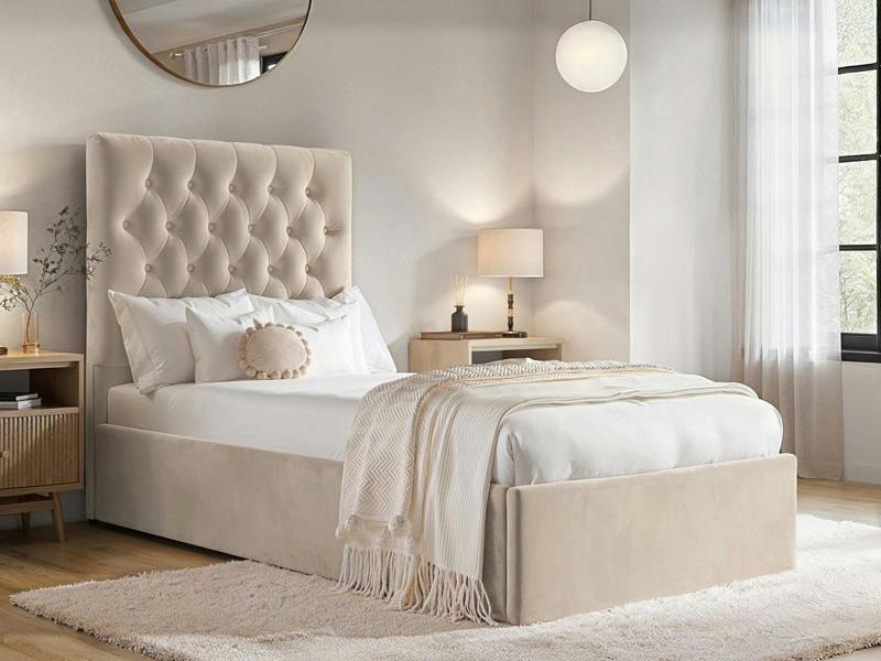 Flair Milan Single Velvet Ottoman Bed