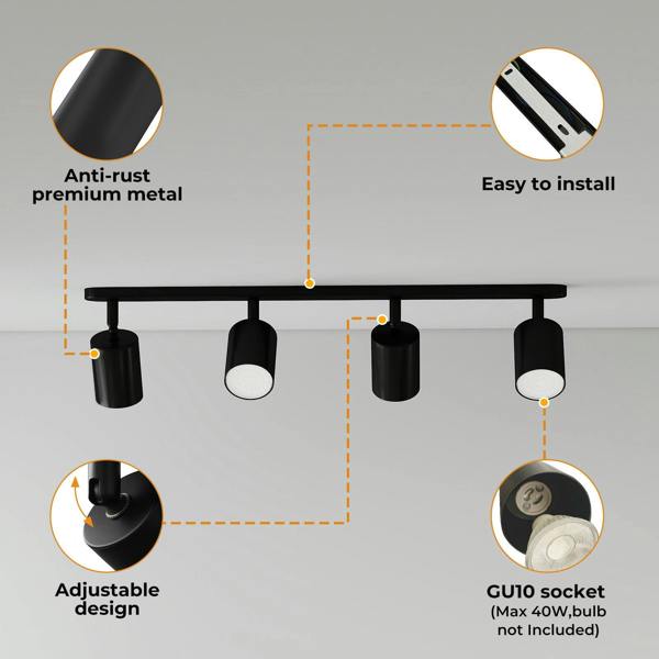 EMITTO Ceiling Spotlight Adjustable Kitchen Bar Spot Light LED GU10 No Bulbs