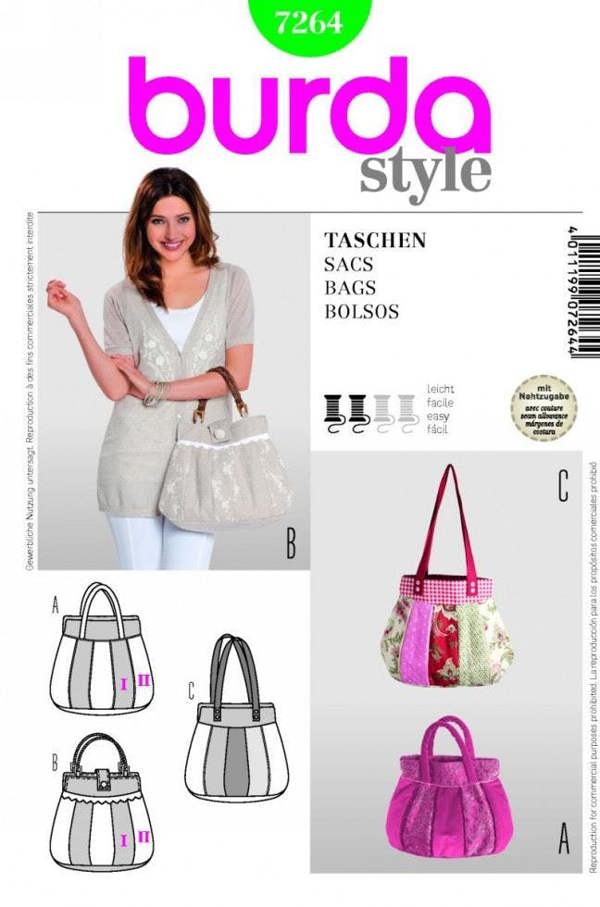 Burda Sewing Pattern 7264 Bags - Easy
