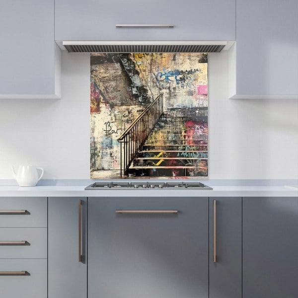 Warren Reed Urban Apartment Building Stairs Graffiti Glass Kitchen Splashback - 00026