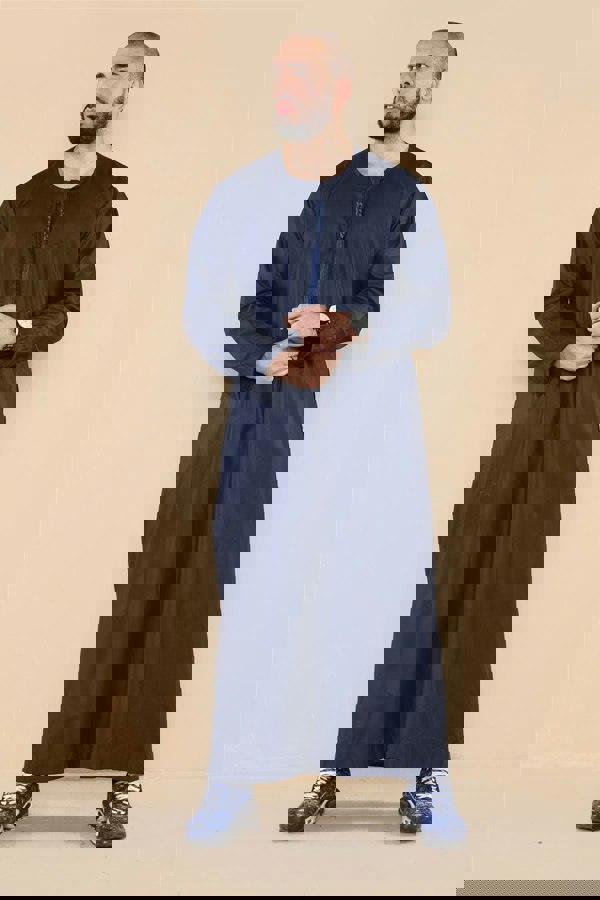 Thobez Men's Thobe Jubba Islamic Clothing Muslim Kaftan Emirati Omani Robe Arab Tassel