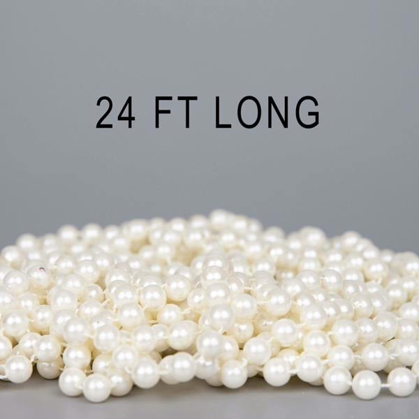 24ft Pearl Shiny Christmas Bead Chain Metallic Garland for Trees, Wreaths and Festive Displays image 7