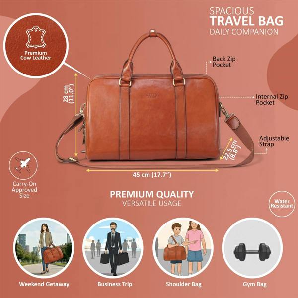 Infinity Leather Vintage Genuine Leather Holdall Duffle Gym Travel Bag - Atlas