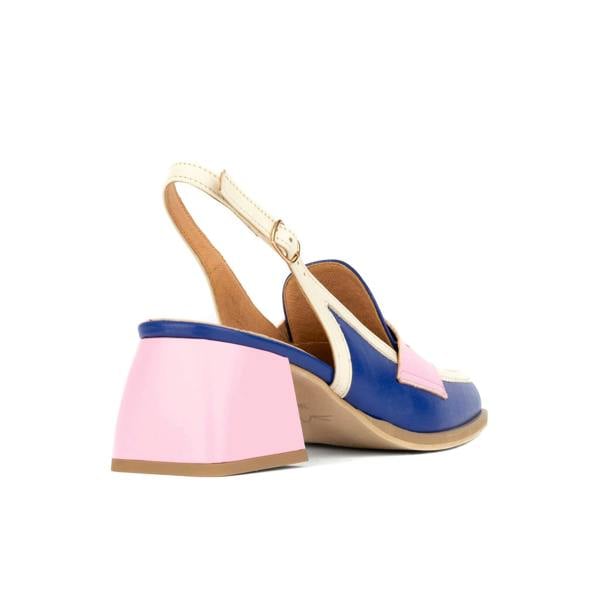 Embassy London Diana - Blue & Cream & Pink - Women's block heel slingback leather pump