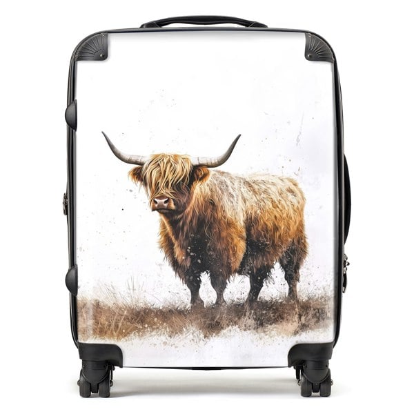 Warren Reed Highland Cow Watercolour Suitcase