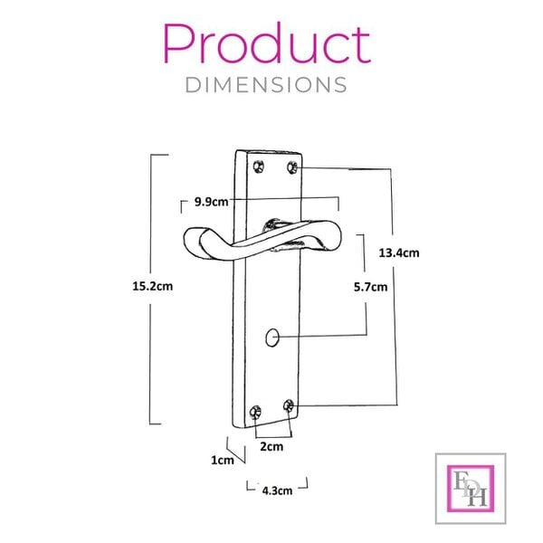 EDH Door Hardware Internal Satin Bathroom Door Handle with Privacy Lock Set Victorian Style,  2 Pairs