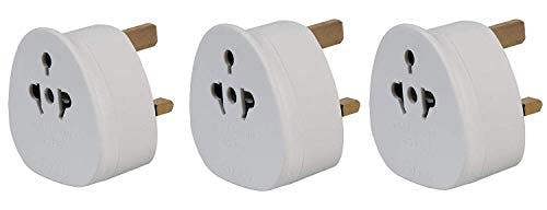 EUROPEAN TO UK TRAVEL ADAPTER, 2 TO 3 PIN TRAVEL PLUG/ADOPTER 3 PIN ADAPTOR PACK OF 3