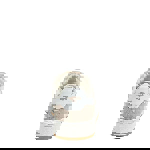 Rocket Dog Board Womens Casual Lace Up Skate Court Shoes Trainers, back view of beige and white sneaker with a rocket logo on heel.