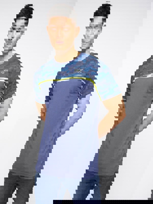 Crosshatch Brightling Camo T-Shirt Denim Blue