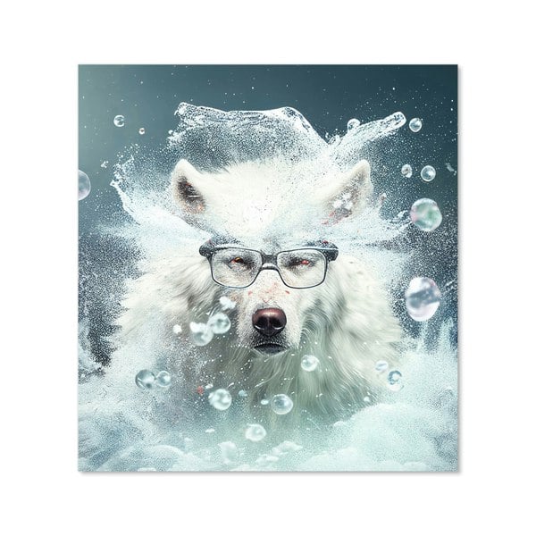 Warren Reed - Designer White Wolf With Glasses Splashart Kitchen Splashback