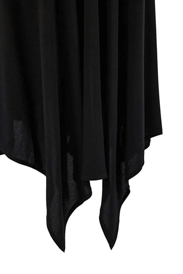 WOVCOR Asymmetrical Cut Woven Midi Skirt