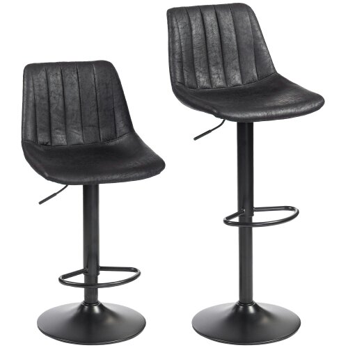 Wyld Haus Nalo Set Of 2 Black Leathaire Upholstered Tub Style Bar Stools