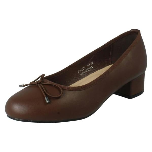 Spot On Ladies Spot On Short Heel Bow Detailed Court Shoes F90152