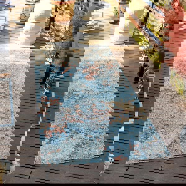 Livabliss Huntington Beach-Modern Blue Yellow Orange In- & Outdoor Rug