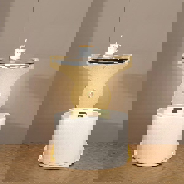 Rit Concept Hutton Round Bedside Table With Storage & Light Strip