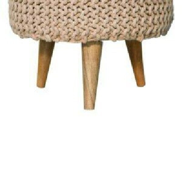 Wyld Haus Mantua Beige Woven Round Footstool