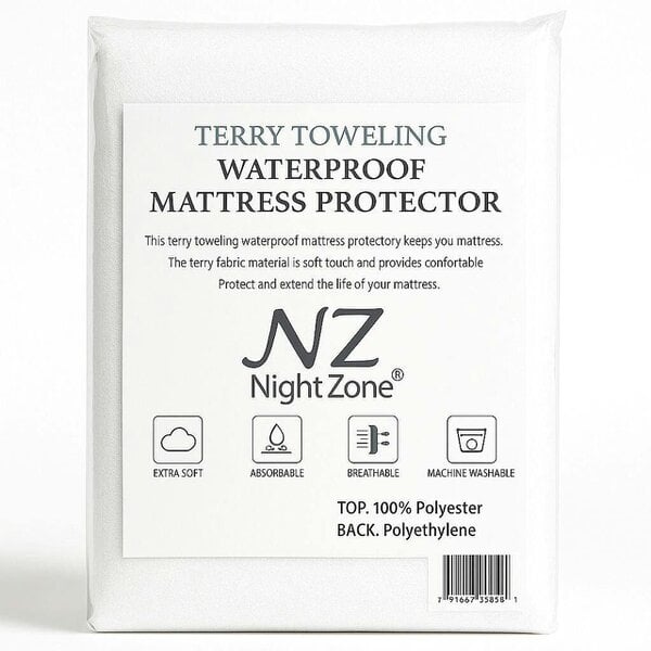 Night Zone Waterproof Terry Mattress Protector – Soft Microfibre Fitted Mattress Cover