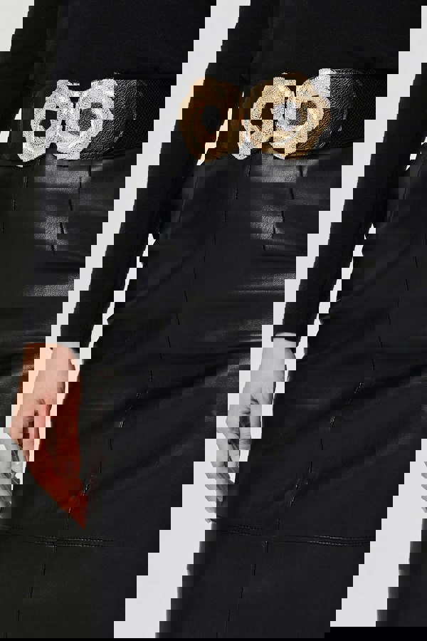 Black | Twist Detail Stretch Wide Belt
