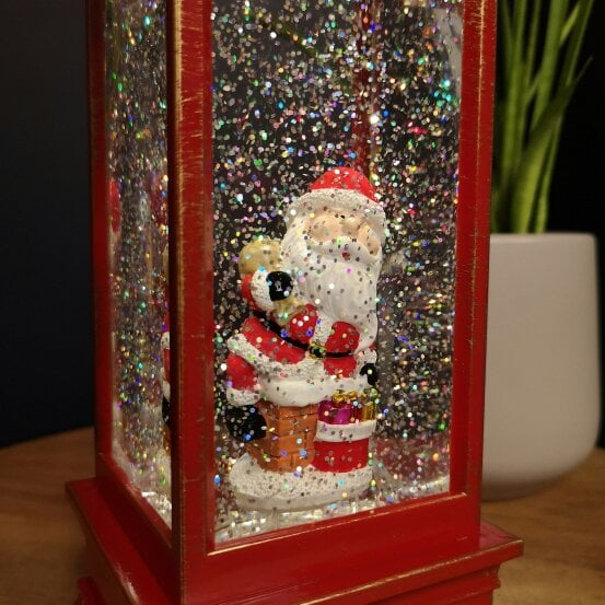 Samuel Alexander 29cm Battery Operated Light up SnowSwirl Santa Chimney Christmas Lantern Decoration