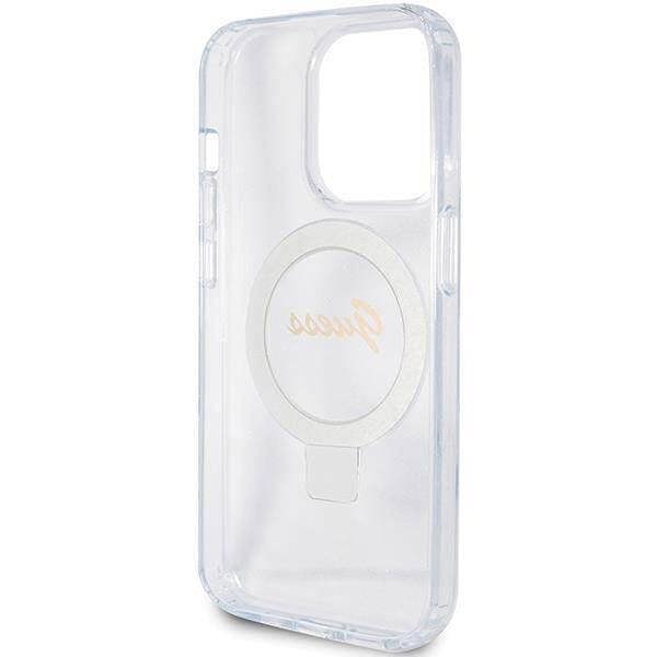 Guess Script Glitter Hard Case with MagSafe Ring Stand for iPhone 15 Pro 6.1" Clear - GUHMP15LHRSGSD