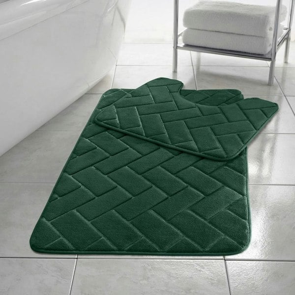 HomeSpace Direct Memory Foam Blocks Anti Slip Bath Mat Set 2 Piece