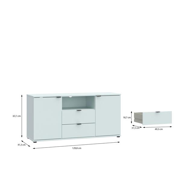 Furniture To Go Ganymede TV Unit with Open Shelf, Drawer & 2 Doors in Light Grey