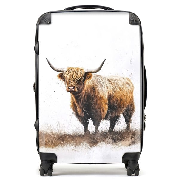 Warren Reed Highland Cow Watercolour Suitcase