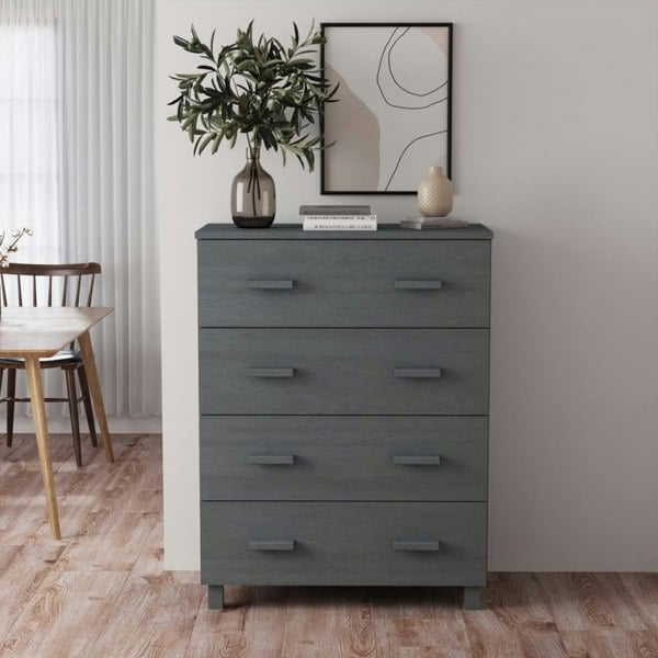 Berkfield Sideboard HAMAR Dark Grey 79x40x103.5 cm Solid Wood Pine