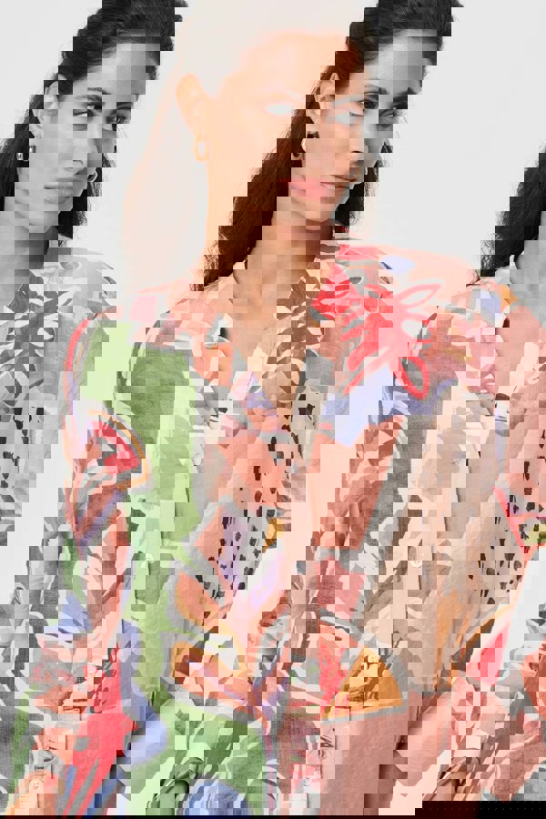 Pink | Abstract Longline Relaxed Shirt Dress
