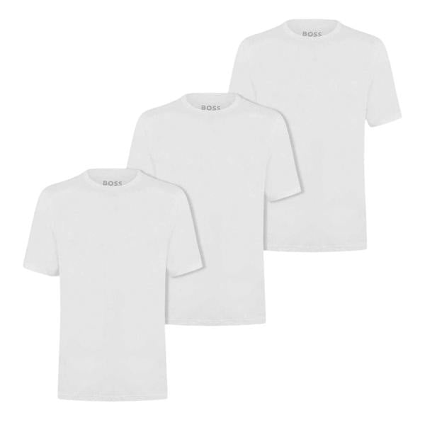Boss Mens Plain Regular Short-Sleeved T-Shirt (Pack of 3) - White - 