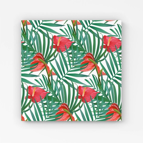 Warren Reed Tropical Flowers And Palm Leaves Canvas